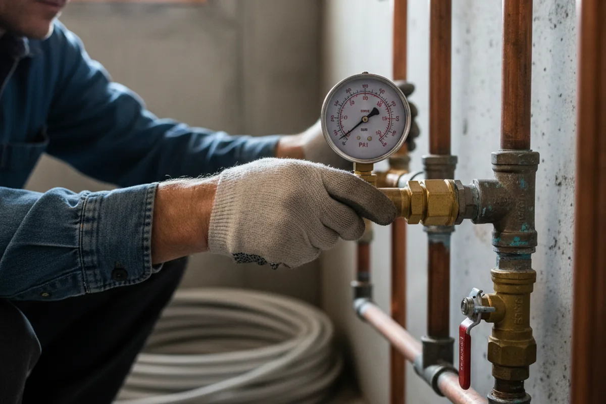 Pressure testing a repaired line during Water Line Repair in Wildomar
